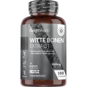 WeightWorld Witte Bonen Extract - 5000 mg - 180 vegan capsules voor 6 maanden - White Kidney Bean met extra chroom en zink