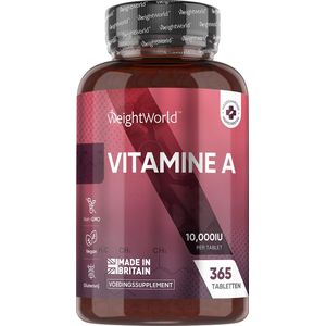 WeightWorld Vitamine A tabletten - 10000IU - 365 vegan tabletten voor 2+ jaar voorraad