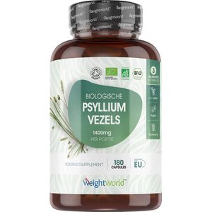 Biologisch Psyllium Husk psylliumvezels supplement - 1400 mg - 180 vegan capsules voor 3 maanden - Bio vezel supplement geproduceerd in Europa