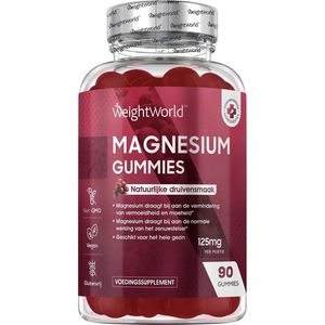 WeightWorld Magnesium Citraat Gummies - 125 mg - 90 Gummies - Natuurlijke druivensmaak