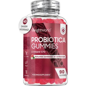 WeightWorld Probiotica Gummies - 2 miljard CFU - 90 darmflora gummies met inuline - Met aardbeiensmaak