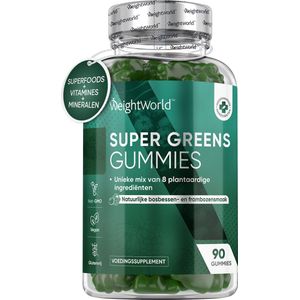 Superfoods Gummies - 90 natuurlijke gummies - Bevat 8 krachtige Superfoods, B-vitaminen, Mineralen en Zink - Natuurlijke bosbessen - en frambozensmaak - Natuurlijke Supergreens voor Mannen en Vrouwen - van WeightWorld