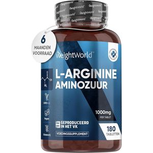 WeightWorld L-Arginine - 1000 mg - 180 vegan tabletten voor 6 maanden voorraad
