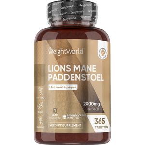 Lion&#039;s Mane paddenstoelextract - 2000 mg 365 tabletten - WeightWorld