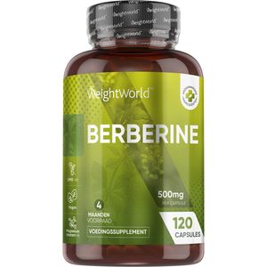 WeightWorld Berberine 500mg capsules - Zuurbes - 120 capsules voor 4 maanden - 95% HCL Berberine supplement
