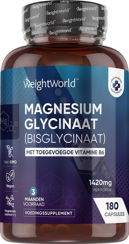 Magnesiumbisglycinaat - 180 Vegan Capsules - Gezondheidsclaims Geautoriseerd door EFSA