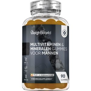 WeightWorld Multivitaminen Man - 90 vegan gummies - 12 belangrijke vitaminen en mineralen - Met Maca en Panax Ginseng