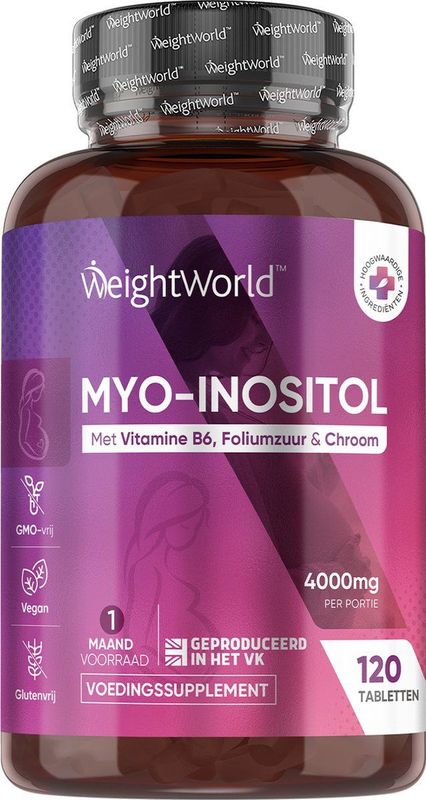 Inositol Tabletten - 4000 mg Myo-Inositol - 200 mcg Folaat - 120 Stuks