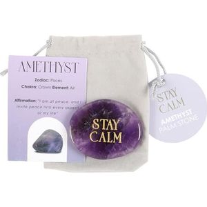 Kalmerend amethist ontspanningskristal, ruststeen voor stressverlichting, sereniteit palmsteen, mindful meditatiekristal, Stay Calm Gem