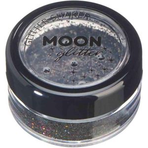 Moon Glitter - Holografische Glittershaker - Zwart - 5 g - Cosmetische Glitter voor Gezicht, Lichaam, Nagels, Haren en Lippen