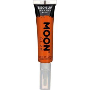 Moon Glow Neon UV Face Paint with Brush Applicator Intense Orange 15ml