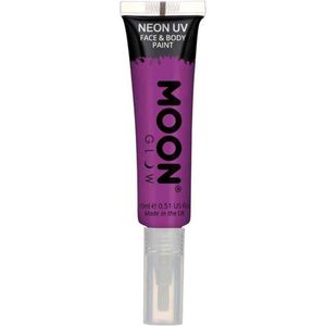 Moon Glow Neon UV Face Paint met Verf Applicator Intense Purple 15ml