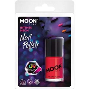 Smiffys Moon Glow Intense Neon UV Nail Polish, Neon Red, Clamshell, 14 ml