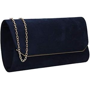 SwankySwans Anny Suedette Flapover Clutch, Sling Bag, One Size, marineblauw, Eén maat