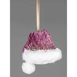 Roze Bourgondië Mini Kerstman Hoed 13x12cm - Kerstboom Opknoping Decoraties Feestelijke Decoratieve Ornamenten Sprookje Thema Kerstboom Hanger