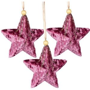 3 Stks Roze Bourgondische Ster 10.5cm - Kerstboom Opknoping Decoraties Feestelijke Decoratieve Ornamenten Sprookje Thema Kerstboom Hanger
