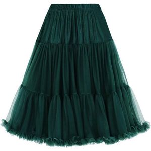 Banned Retro - Petticoat - Donkergroen - 2 Lagen Stof - Ruches