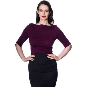 Banned Retro - Addicted Sweater - Aubergine - 50s