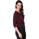 Banned Retro - Charlie Chevron Top - Bordeauxrood - 50s Stijl