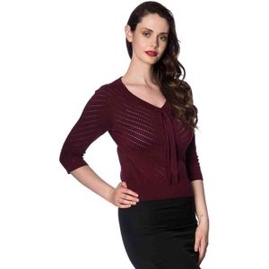 Banned Retro - Charlie Chevron Top - Bordeauxrood - 50s Stijl
