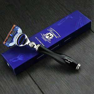 5 Rand Patroon Scheermes In Glimmend Zwart Kromme Verwaardigde Handvat. cadeau voor heren