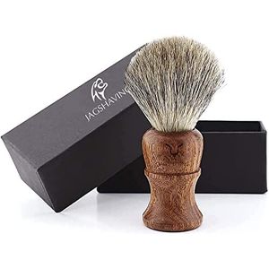 Jag Shaving Scheerkwast - Super dassenhaar scheerkwast - Elegant en duurzaam houten handvat - Een perfecte - scheerkwast - passend bij uw scheermes