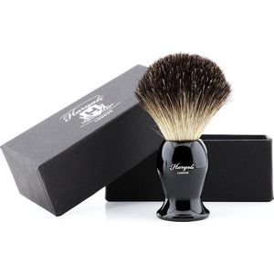 Zwarte scheerkwast (scheerkwast) in zwart handvat. Cadeau voor hem (scheerkwast)