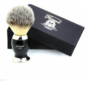 Synthetische scheerkwast (scheerkwast) Zwart en zilver handvat met klassiek geschenkdoosje, scheerkwast voor heren