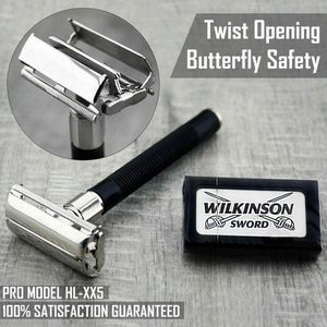 Vlinder Veiligheid Scheermes & Vrij Wilkinson Dubbele Rand blades Voor Klassiek Scheren
