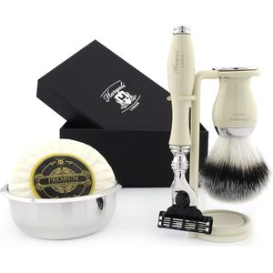 Premium scheerset cadeau voor mannen met Three Edge Razor, scheerkwast, scheerkom, scheerstandaard, beste scheersets voor mannen