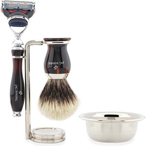 JAG Men Shaving Set wordt geleverd met 5 Edge Cartridge Razor, Pure Silver Tip Brush, Stand en Scheerkom Perfecte cadeauset voor mannen