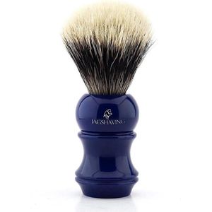Blauwe scheerkwast voor heren, synthetisch scheerkwast met zilveren punt voor scheren thuis en in de salon (scheerkwast)