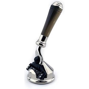 Verdrievoudigen Rand Mini scheermes en Roestvrij staal houder niewe ontwerp extra Korte steel hoogwaardige hars, cadeau voor heren (Safety Razor with Stand)