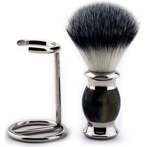 Scheerkwast met roestvrijstalen standaard – hars en metalen handvat, cadeau voor mannen, scheerkwast voor mannen