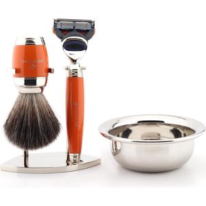 Scheerset voor heren met 5 Edge-compatibel scheermes, scheerkwast, scheerstandaard en scheerkom Perfecte scheercadeauset