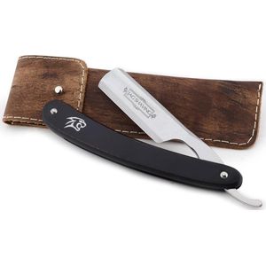 Jag - Scheermes - Zwart - Traditioneel Kappersscheermes met Leren Etui