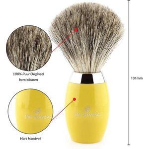 Super haren heren scheerkwast met geel handvat voor schoon, nat scheren Perfect cadeau voor mannen (scheerkwast)