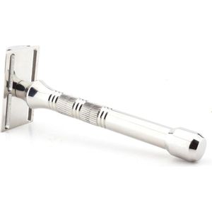 Roestvrij Staal DE Veiligheidsscheermes met Klassiek Lang Staal Handgreep met Chromen Afwerking (De Safety Razor)