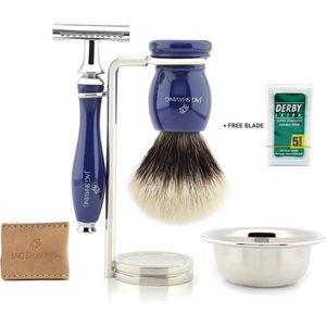 Professionele scheerset voor heren met veiligheidsscheermes en scheerkwast Beste in kwaliteit (scheerset voor heren)