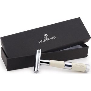 Handgemaakt Dubbele Rand Veiligheidsscheermes Perfecte Schoon Scheer Baard en Snor Heren Scheer Scheermes met Leer Zakje (DE Safety razor)