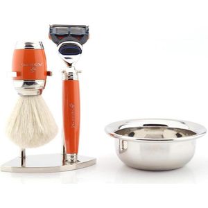 Scheerset voor heren met 5 Edge-compatibel scheermes, scheerkwast, dubbele scheerstandaard en kom Perfect Shaving Gift Set (scheerset cadeau)