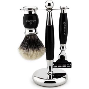 Scheermes met 3 randen en scheerkwast met zilveren punt, beste cadeau-idee