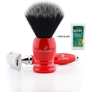 Beste kwaliteit DE veiligheidsscheermesset met synthetische scheerkwast, het beste voor salon- en zelfgemaakte scheerbeurten
