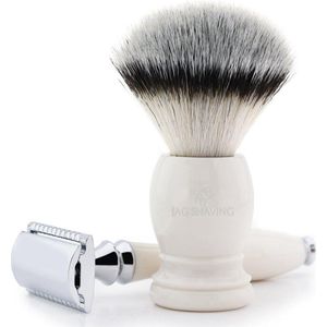 Synthetische scheerkwast met HET veiligheidsscheermes met harshandvat De beste kwaliteit scheerkwast