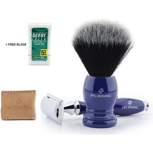 DE veiligheidsscheerset met synthetische scheerkwast, scheerset geschikt voor thuis scheren en salonscheren