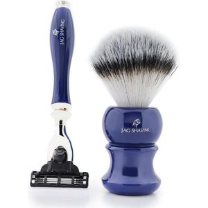 Synthetische scheerkwast van topkwaliteit met scheermes met 3 randen, perfecte cadeauset, geschikt voor salon- en zelfgemaakt scheren (scheermes met scheerkwast)