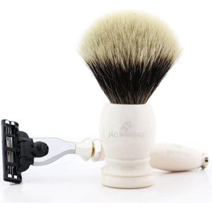 Premium Kwaliteit 2 st Scheren kit met 3 Rand Scheermes, Perfecte voor Eigengemaakt Scheer (Shaving Brush with Safety Razor)