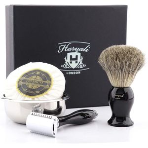 Cadeauset voor mannen Double Edge Razor Double Edge Safety Razor Scheerset Scheerkwast 4 Kit - Scheerset voor mannen