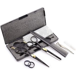 Haryali London Black Hairdressers Professionele 6 Inch Kappers Kappersscharen Set Nagelschaar voor het knippen van haar met verstelbare schroef, geleverd in presentatiekoffer (Hairdressing Scissor)