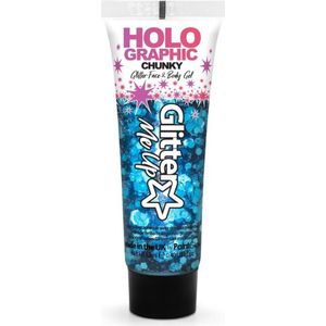 Holographic Chunky Glitter Face & Body Gel - Face jewels - Glitters gezicht - Festival make up - Cosmic Blue